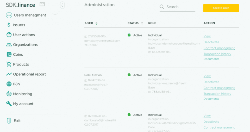 screenshot of SDK.finance Digital Retail Bank